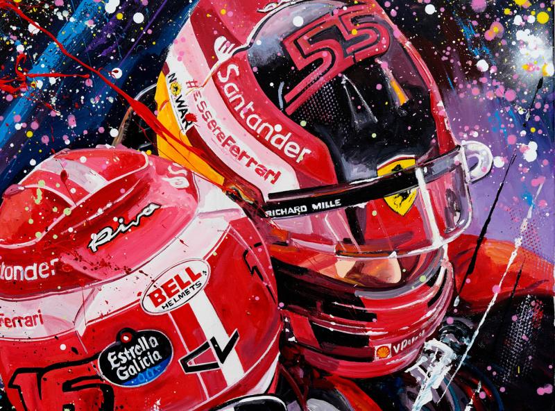 Charles Leclerc and Carlos Sainz | Victory Bahrain 1-2 | Framed Giclee